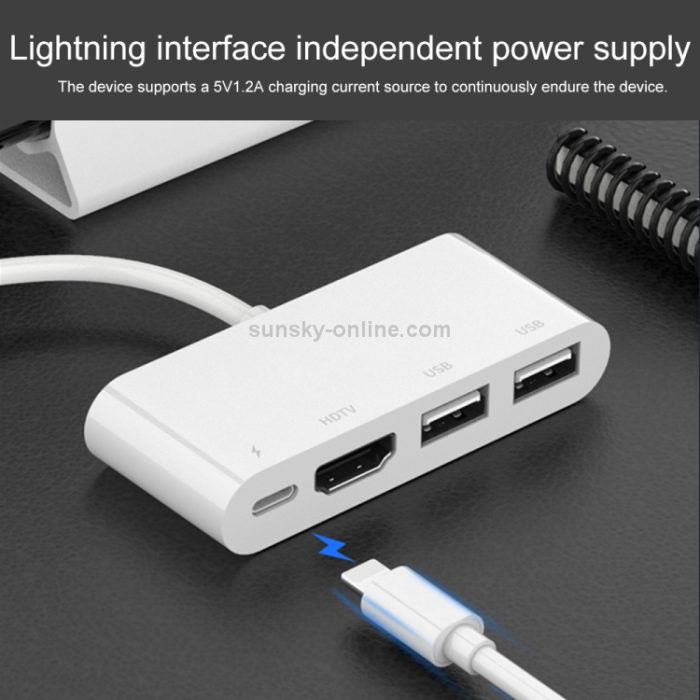 Onten 75216 Lightning to Dual USB-A Hdmi Type-C Converter