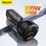 Baseus Supreme 100W Digital Display PPS dual Quick Car Charger U+C