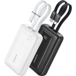 Anker Zolo Power Bank 20K 30W Built-In USB-C and Lightning Cables White A1681